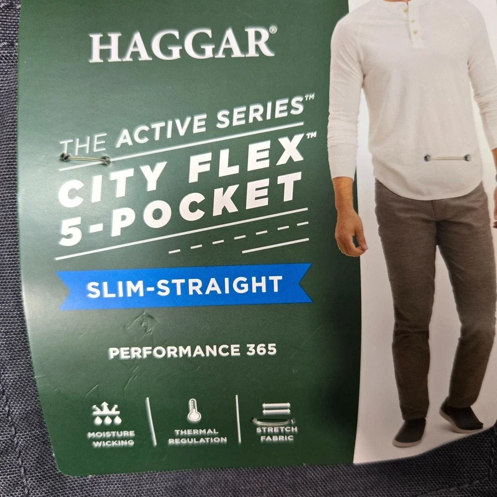 Haggar Men's 32X32 Active Series 365 Tru Temp Flex Slim canvas 5 pocket pant NEW